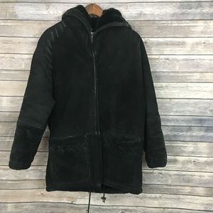 Synergy Oversized Leather Faux Shearling Coat